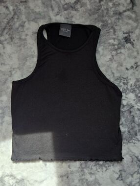 Olivia Rae Black Ribbed Tank Crop